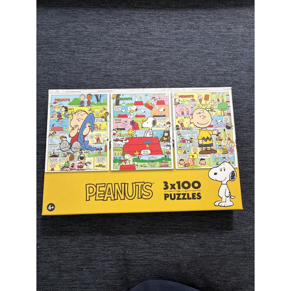 Peanuts 3 x 100 Pc Jigsaw Puzzles, Brand New-Sealed Box!